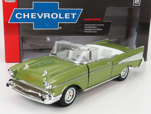 1/18 AUTOWORLD CHEVROLET - BEL AIR CABRIOLET OPEN 1957 - GREEN MET LIMITED EDITION
