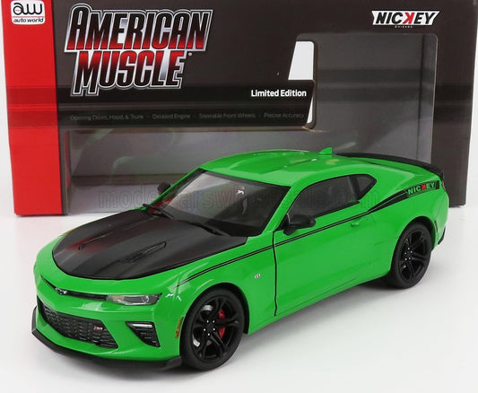 1/18 AUTOWORLD CHEVROLET - CAMARO SS 1LE NICKEY COUPE 2017 - GREEN BLACK LIMITED EDITION