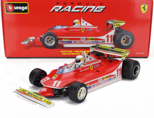 1/18 BURAGO FERRARI - F1 312T4 SHORT TAIL N 11 WINNER MONACO GP JODY SCHECKTER (WITH PILOT) 1979 WORLD CHAMPION - RED