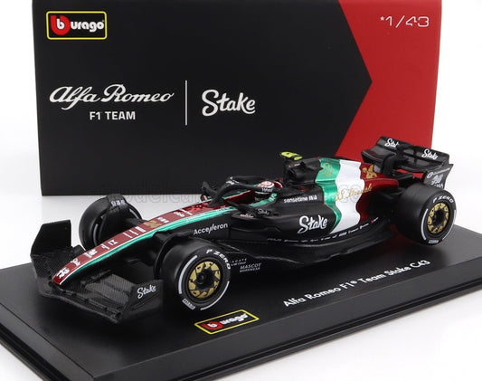 Burago 1/43 SIGNATURE ALFA ROMEO F1 C43 MONZA GP 2023 N 24 ZHOU GUANYU IN CASE