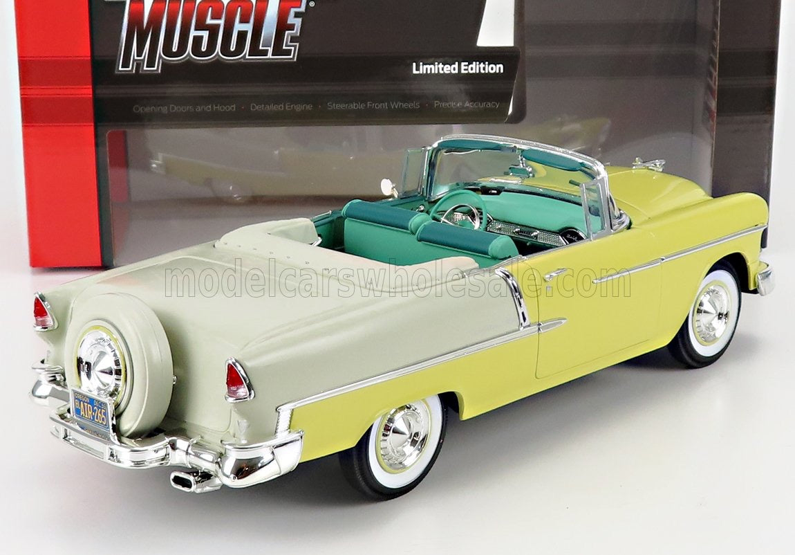 1/18 AUTOWORLD CHEVROLET - BEL AIR CABRIOLET OPEN 1955 - YELLOW SILVER LIMITED EDITION