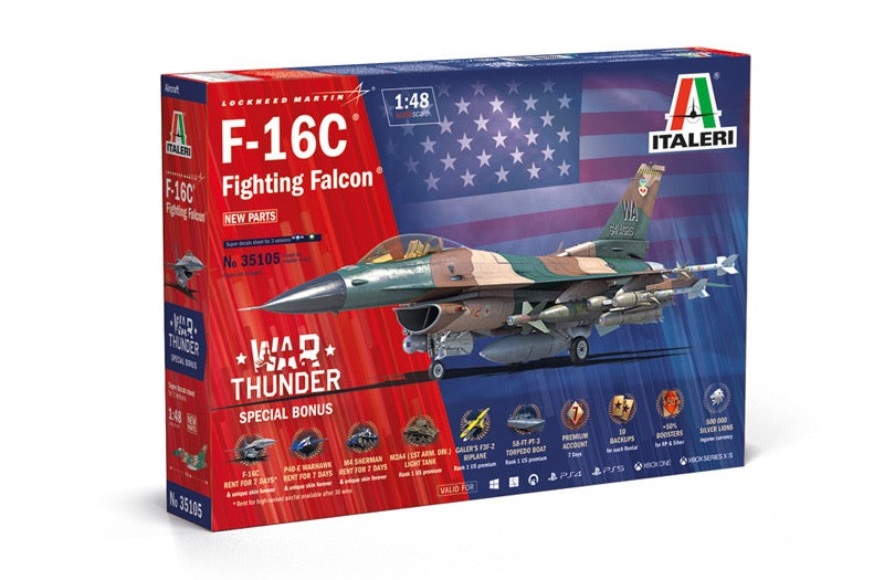 ITALERI 1/48 LOCKHEED MARTIN - F-16C FIGHTING FALCON MILITARY AIRPLANE 1978 WAR THUNDER EDITION!