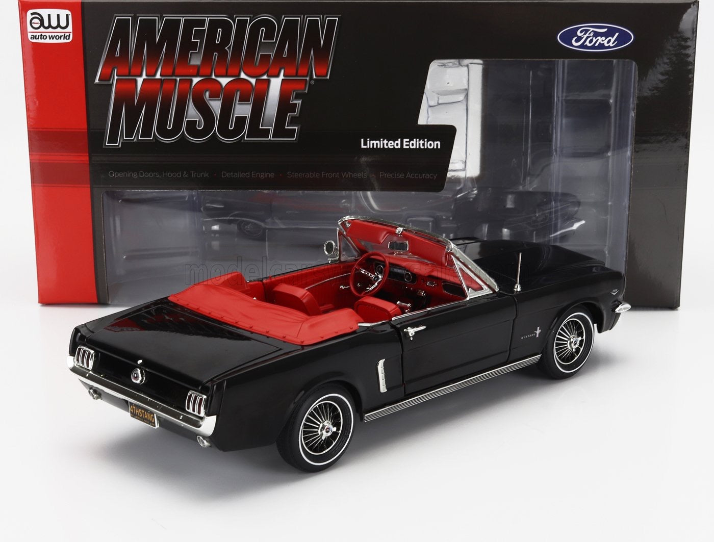 1/18 AUTOWORLD FORD USA - MUSTANG CABRIOLET 1964 - BLACK LIMITED EDITION