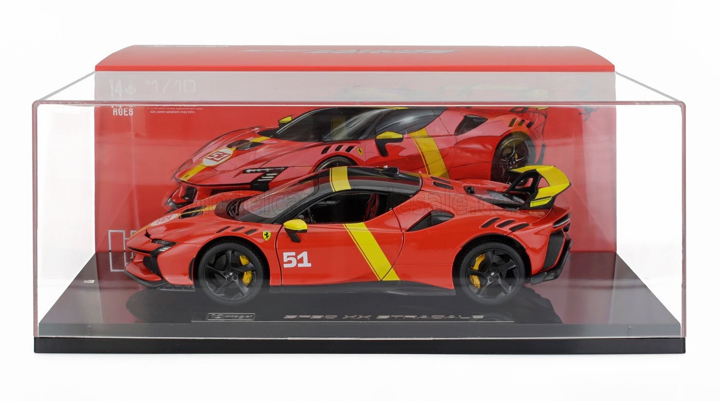 1/18 BURAGO DELUXE FERRARI - SF90 XX N 51 24h LE MANS WINNER LIVERY - EXCLUSIVE w/ Display Case!