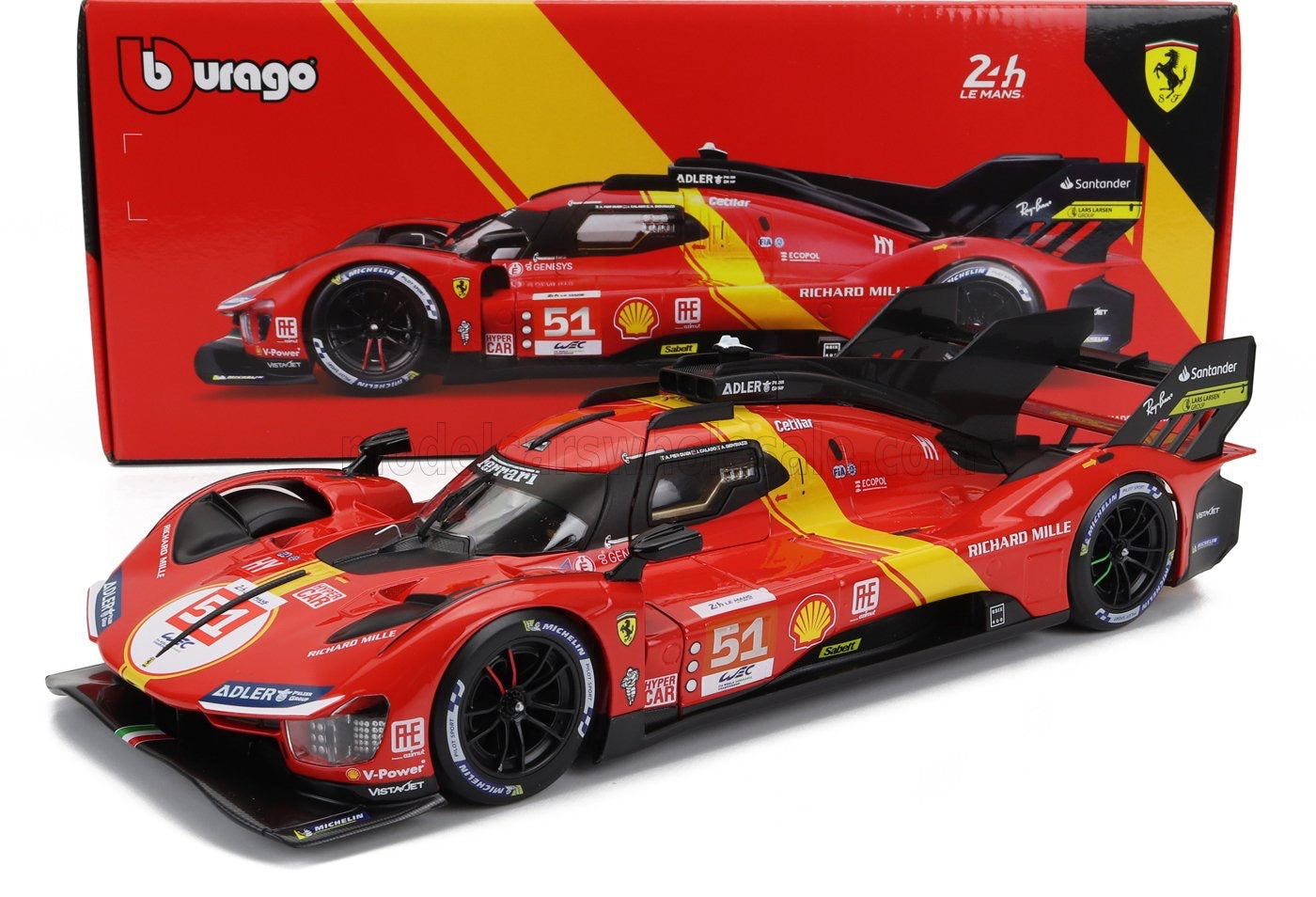 1/18 Burago Signature Die-Cast Ferrari 499P #51 Winner 24h LeMans 2023 Pier Guidi, Calado, Giovinazzi