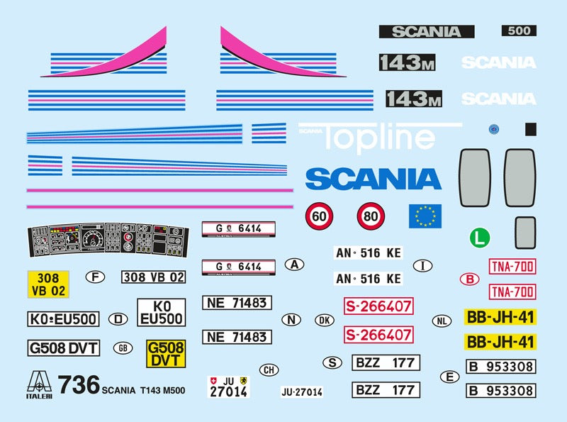 1/24 ITALERI SCANIA - 143M 500 TOPLINE TRACTOR TRUCK 2-ASSI 1995