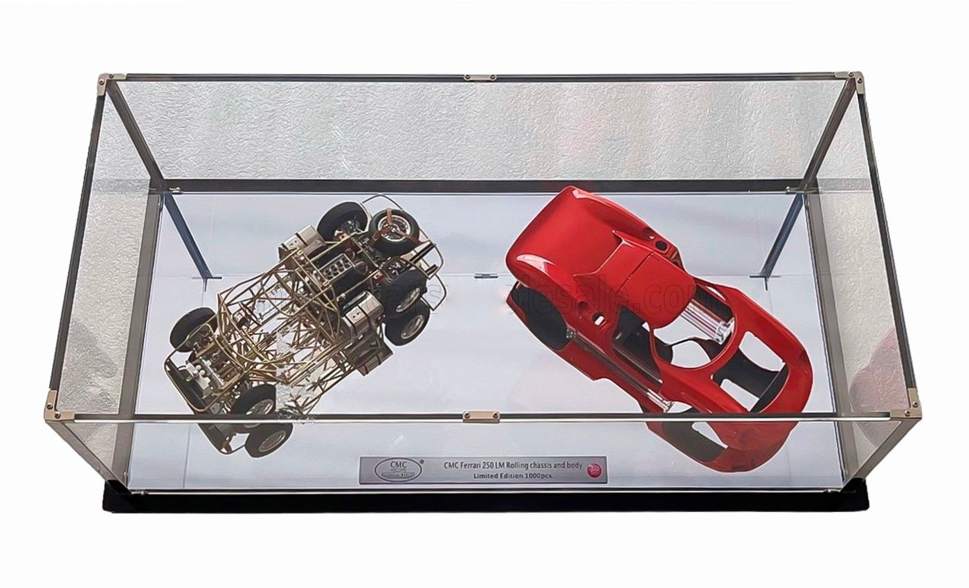 1/18 CMC FERRARI - 250LM CAR BODY + ROLLING CHASSIS 1963 - WITH SHOWCASE - RED
