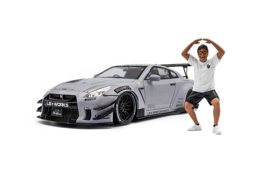 1/18 SOLIDO – Die-Cast Liberty Walk LBWK Nissan GT-R (R35) Fighter Jet Grey with Kato San Figure