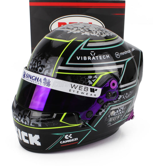 1/2 MINI HELMET BELL HELMET - CASCO HELMET F1 GUANYU ZHOU TEAM STAKE KICK SAUBER N 24 SEASON 2024 - BLACK