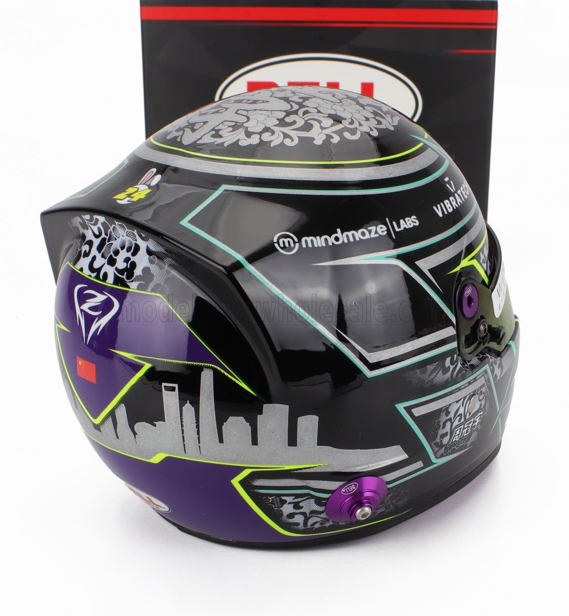 1/2 MINI HELMET BELL HELMET - CASCO HELMET F1 GUANYU ZHOU TEAM STAKE KICK SAUBER N 24 SEASON 2024 - BLACK