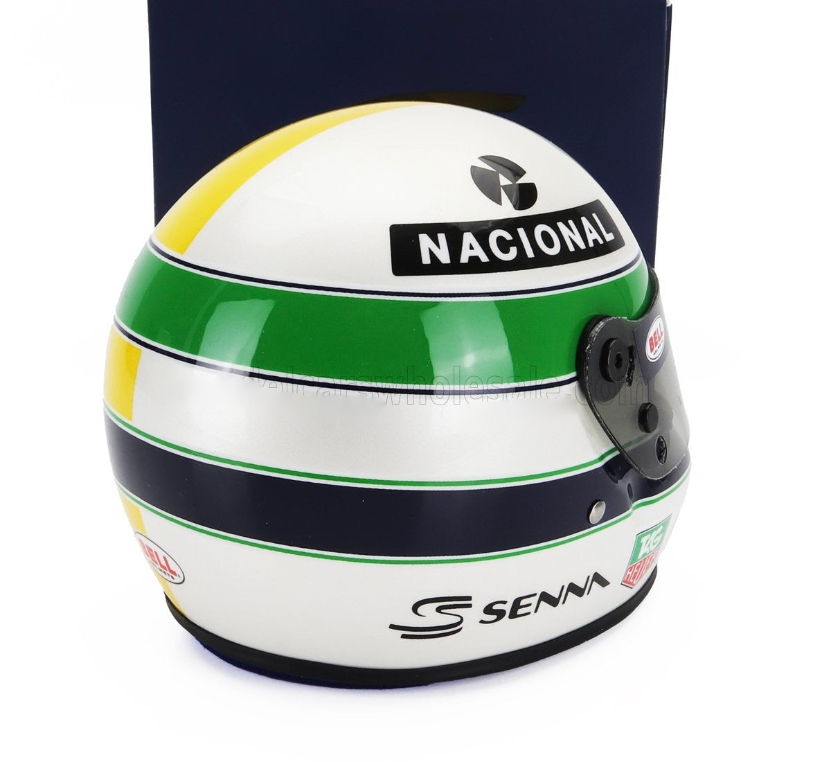 1/2 MINI HELMET BELL HELMET - CASCO HELMET F1 AYRTON SENNA TEAM ROTHMANS RENAULT - 30 YEARS TRIBUTE IMOLA ITALY GP 1994-2024 - YELLOW SILVER GREEN
