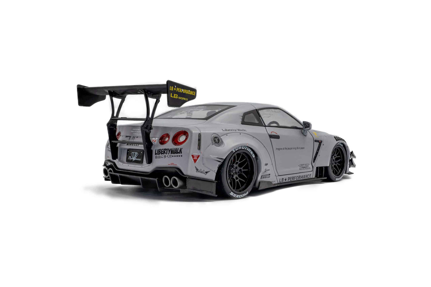 1/18 SOLIDO – Die-Cast Liberty Walk LBWK Nissan GT-R (R35) Fighter Jet Grey with Kato San Figure
