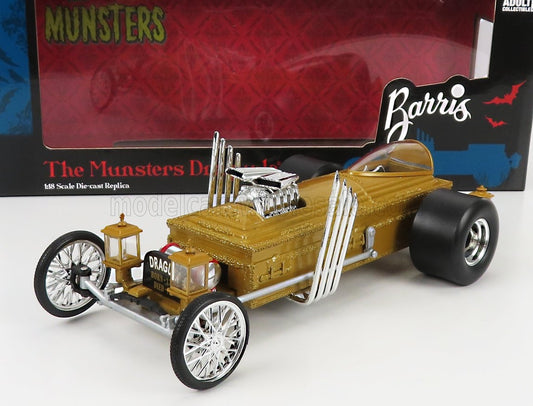 1/18 AUTOWORLD TV SERIES - DRAGSTER THE MUNSTERS DRAGULA - DRACULA - GOLD MET LIMITED EDITION