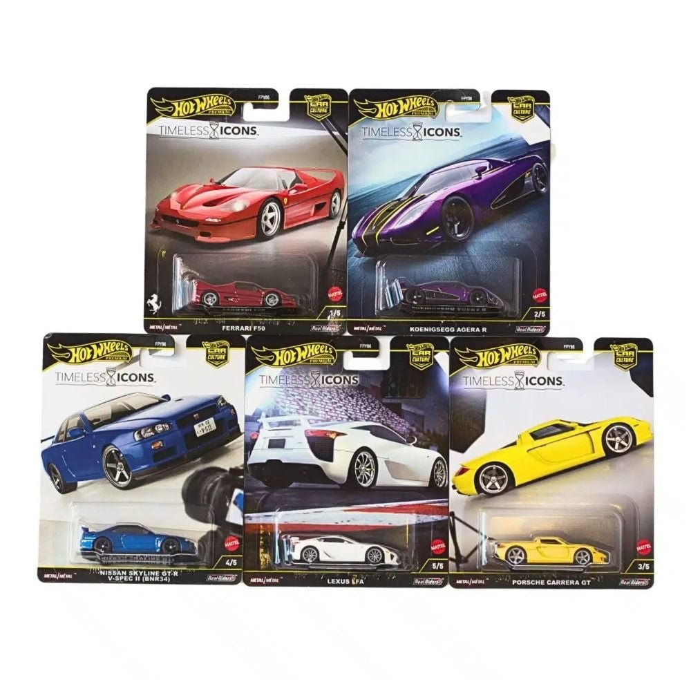 How Wheels 1/64 Premium 2025 Time Less Icon Ferrari F50 Nissan GT-R Porsche Lexus LFA Koenigsegg  Set New!