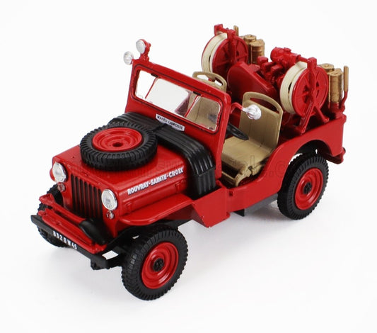 HACHETTE - 1/43 - JEEP - HOTCHKISS ROUVRAY SAINTE CROIX FIRE ENGINE 1945 - RED