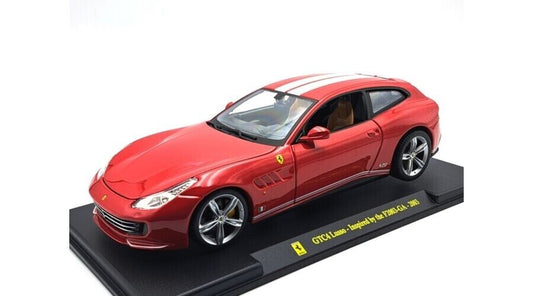 Atlas Burago Die-Cast 1/24 FERRARI GTC4 LUSSO 2016 RED WHITE - w/ SHOWCASE & OPENING DOORS