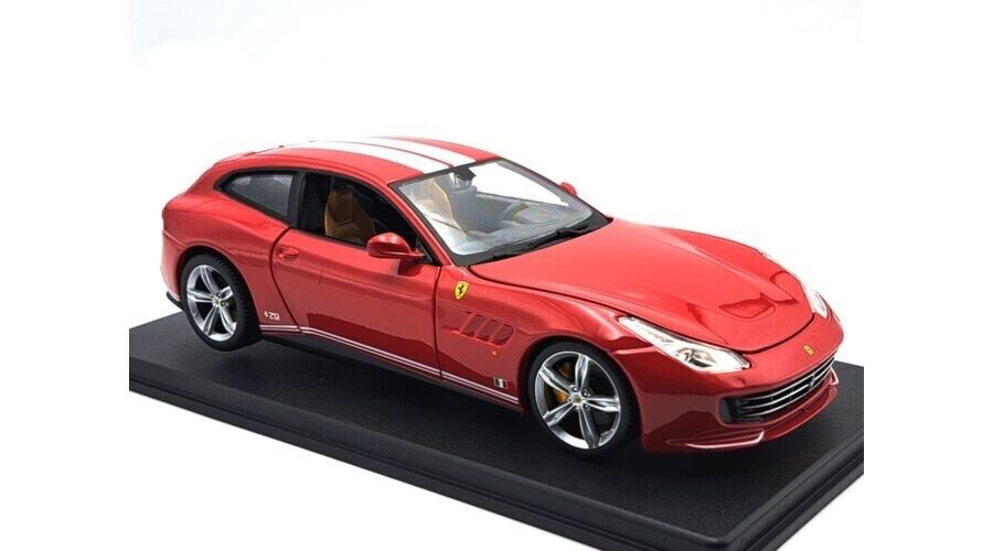 Atlas Burago Die-Cast 1/24 FERRARI GTC4 LUSSO 2016 RED WHITE - w/ SHOWCASE & OPENING DOORS