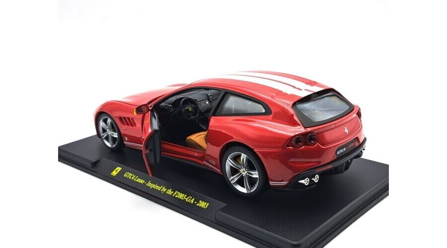Atlas Burago Die-Cast 1/24 FERRARI GTC4 LUSSO 2016 RED WHITE - w/ SHOWCASE & OPENING DOORS