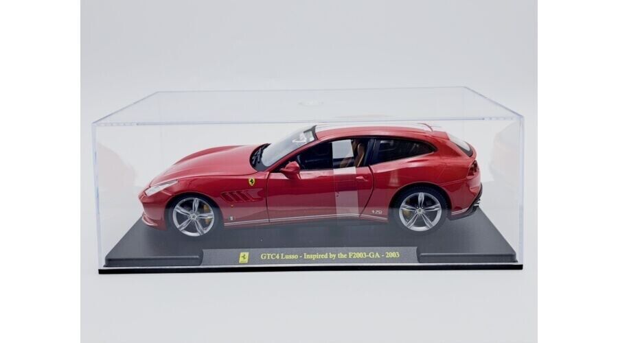 Atlas Burago Die-Cast 1/24 FERRARI GTC4 LUSSO 2016 RED WHITE - w/ SHOWCASE & OPENING DOORS