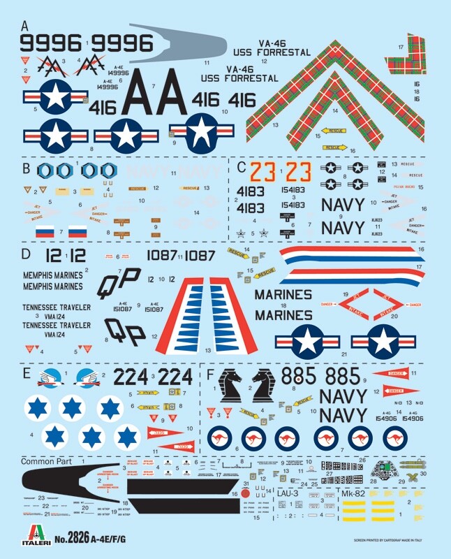 ITALERI 1/48 McDONNEL DOUGLAS A-4 E/F/G/ SKYHAWK 6 VERSIONS USN USMC IAF RAN NEW MODEL KIT