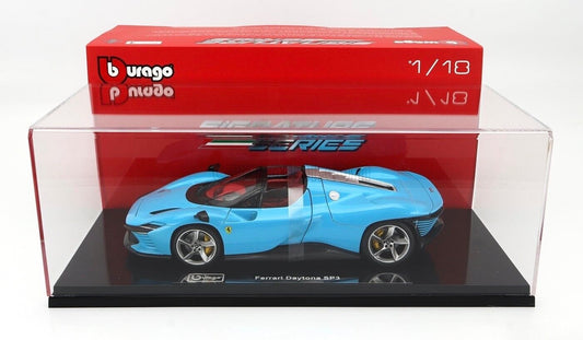 Burago 1/18 Signature Die-Cast Ferrari DAYTONA SP3 TARGA '22 Baby Blue Deluxe Case 1/500