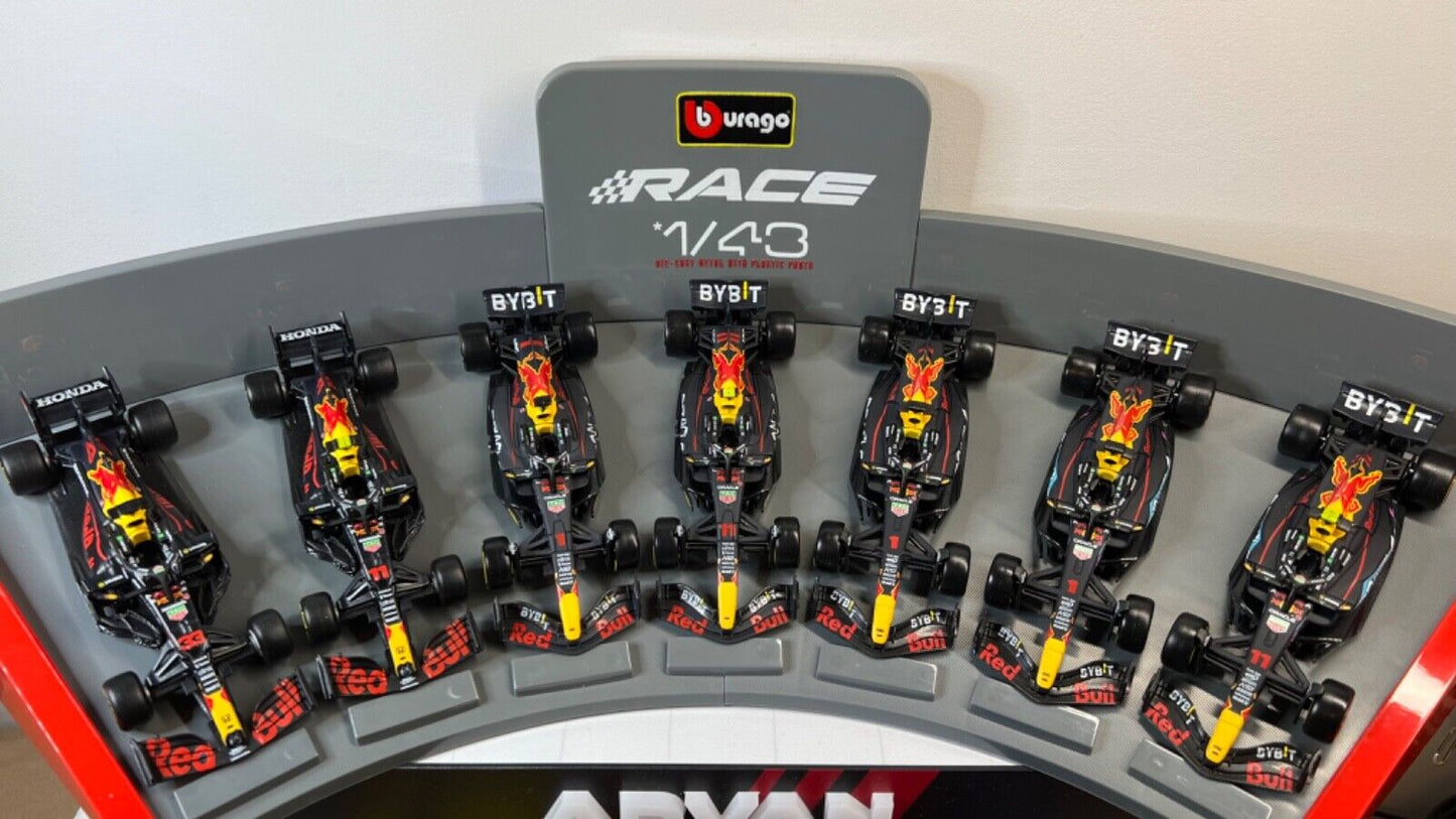 BURAGO 1/43 Oracle Red Bull F1 Hall of Fame SPECIAL SET 7X RB16B RB18 RB19 Verstappen Perez