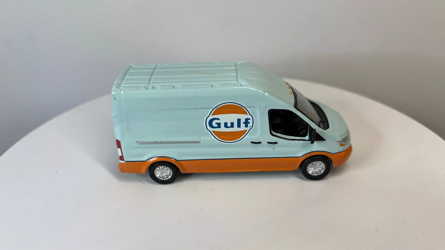 GREENLIGHT 1/64 FULL DIE-CAST 2019 MK8 FORD TRANSIT GULF OIL LWB HIGH ROOF VAN