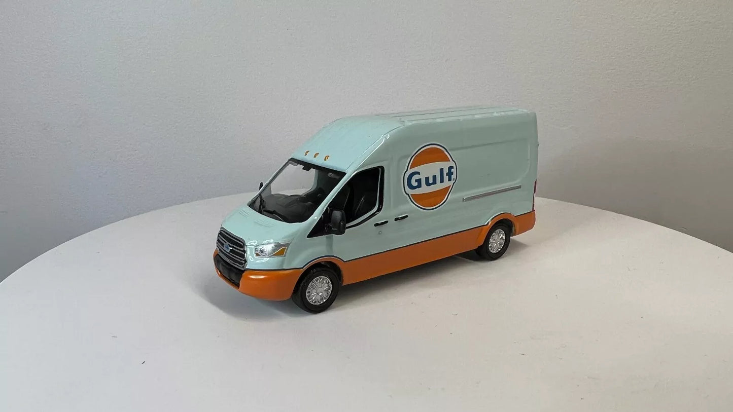 GREENLIGHT 1/64 FULL DIE-CAST 2019 MK8 FORD TRANSIT GULF OIL LWB HIGH ROOF VAN
