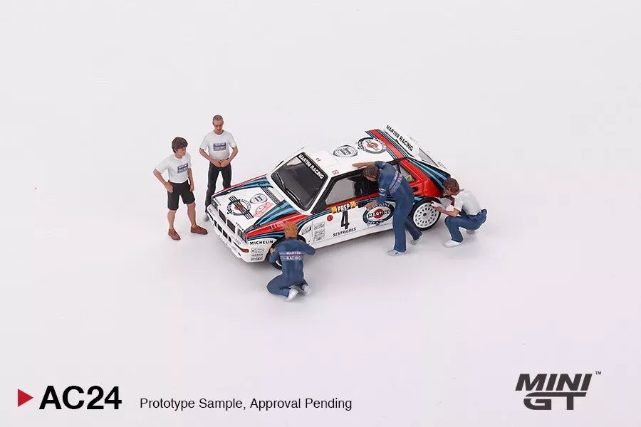MINI GT 1/64 ACCESSORY FIGURES SET 5X MECHANICS TEAM MARTINI RACING WHITE BLUE