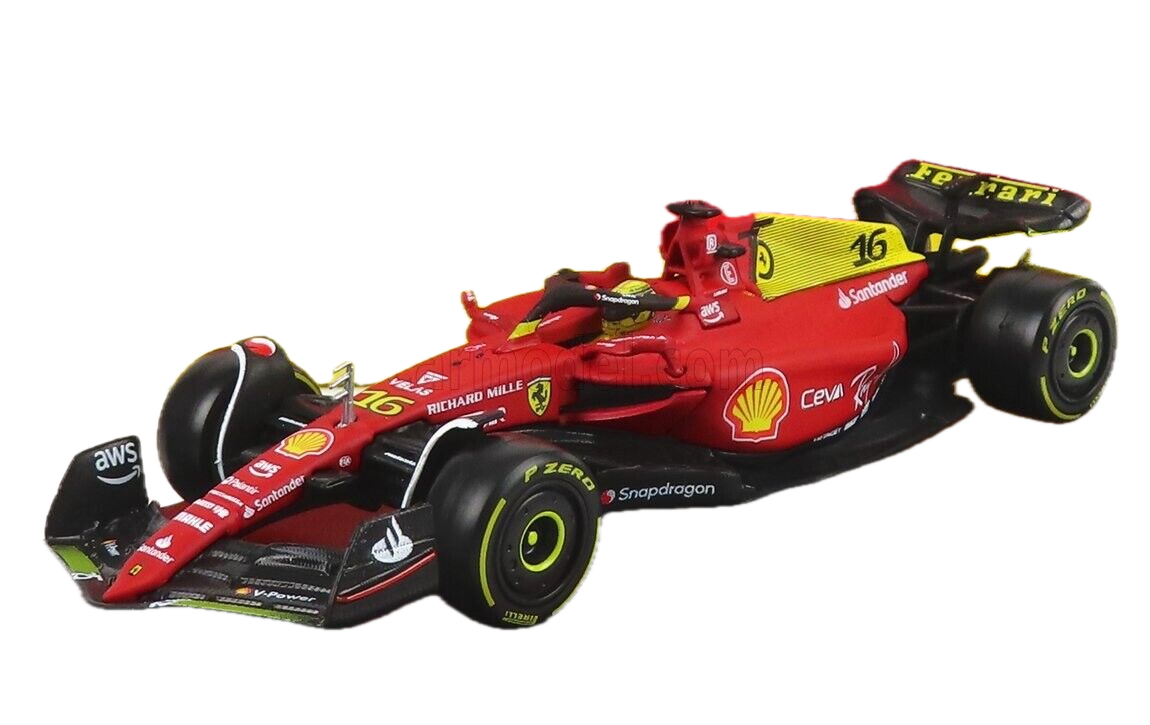 1/43 BURAGO FERRARI - F1-75 SCUDERIA FERRARI N 16 2nd MONZA GP 2022 CHARLES LECLERC WITH DRIVER AND SHOWCASE (Copy)