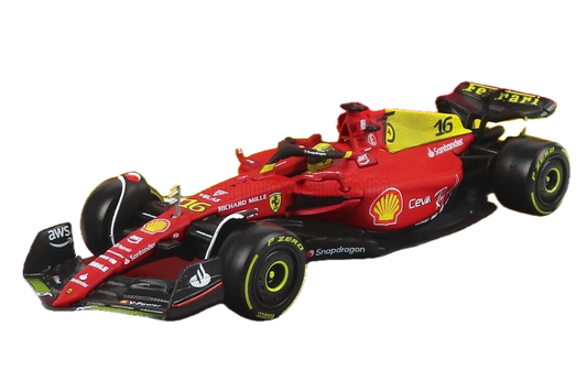 1/43 BURAGO FERRARI - F1-75 SCUDERIA FERRARI N 16 2nd MONZA GP 2022 CHARLES LECLERC WITH DRIVER AND SHOWCASE (Copy)