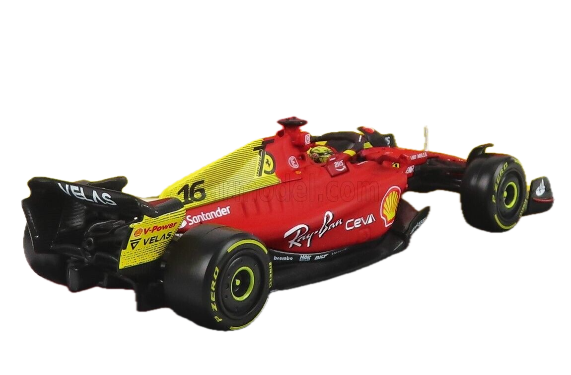 1/43 BURAGO FERRARI - F1-75 SCUDERIA FERRARI N 16 2nd MONZA GP 2022 CHARLES LECLERC WITH DRIVER AND SHOWCASE (Copy)