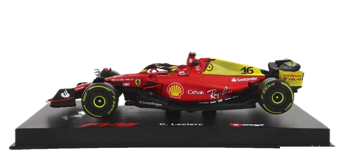 1/43 BURAGO FERRARI - F1-75 SCUDERIA FERRARI N 16 2nd MONZA GP 2022 CHARLES LECLERC WITH DRIVER AND SHOWCASE (Copy)