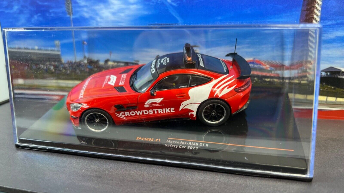 IXO 1/43 MERCEDES BENZ GT-R AMG F1 SAFETY CAR CROWDSTRIKE 2021 BERND MAYLANDER - W/ FULL FIA F1 DECALS LIMITED EDITION!