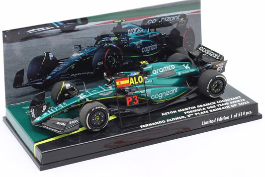 MINICHAMPS 1/43 ASTON MARTIN F1 AMR23 #14 3rd BAHRAIN GP 2023 FERNANDO ALONSO 99th PODIUM LIMITED EDITION 1 OF 514