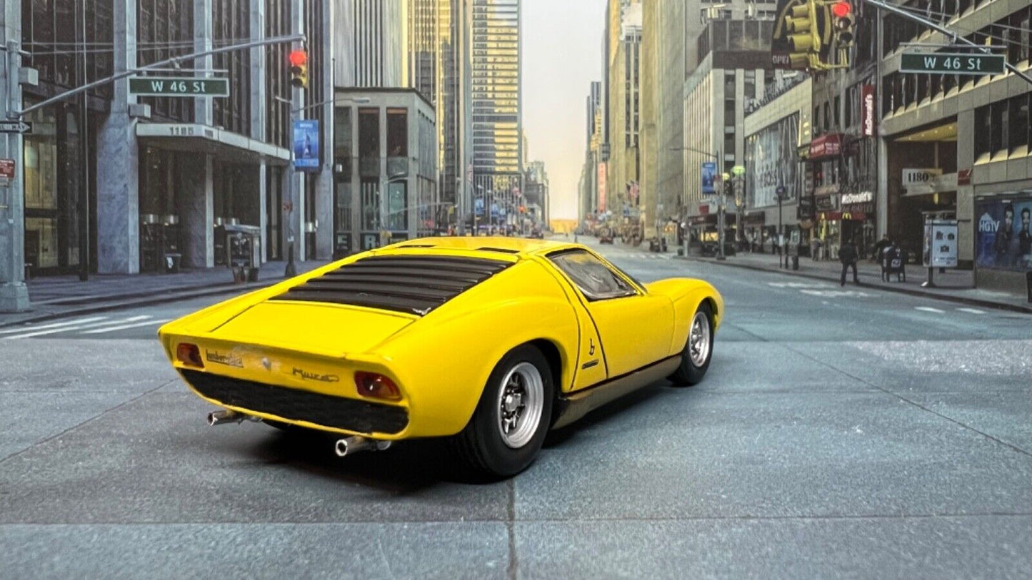 Custom Super Detailed 1:43 Die-Cast Lamborghini Miura Supercar Stainless Exhaust Pipes In Case