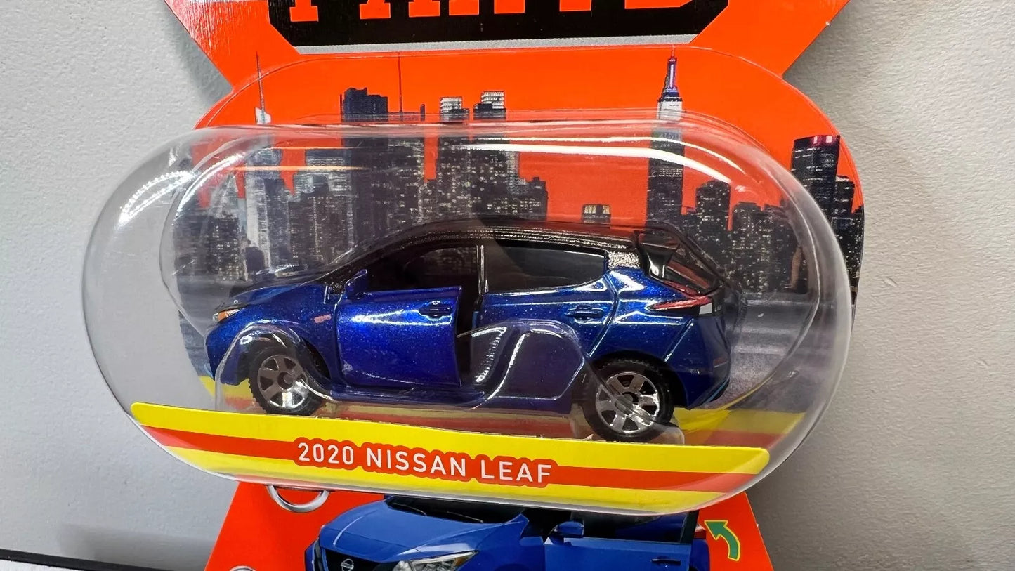Matchbox Moving Parts 2020 Nissan Leaf Hatchback EV 70 Years Opening Hood Blue